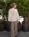 Gathered Linen Button Up backview