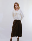 V-Neck Knit Top in Ivory_Side