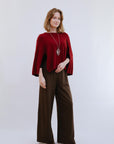 Ribbed Cover Top in Wine_Side