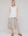 Two Side Button Tank White Front