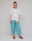 Frayed Neckline Assymetrical Top White Front