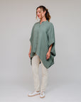 Priest Collar Dolman Sleeve Olive Front