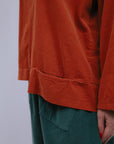Uneven Hem Crew Neck Top in Terra_Detail