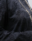 Embroidered Rose Print in Black_Detail