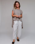 Muscle Sleeve 1-Pocket Hi-Lo Top Taupe Front