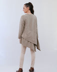 Round Neck Assym Tunic in Sand_Back