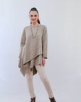 Round Neck Assym Tunic in Sand_Front