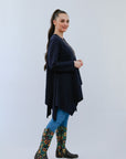Round Neck Assym Tunic in Navy_Side