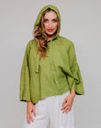 3/4 Sleeve Crop Hoody Kiwi Front