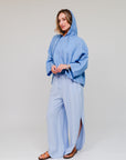 3/4 Sleeve Crop Hoody Periwinkle Front