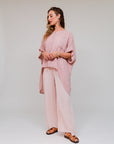 Stripe 2-Pocket Hi-Lo Top Pink Front
