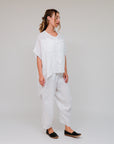 Stripe 2-Pocket Hi-Lo Top White Front