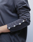 Button Sleeve Accent Top in Charcoal_Sleeve Detail