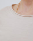 Monday Long Sleeve Tee in Sand_Neckline Detail