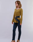 Long Sleeve Henley Top in Camel_Side