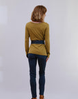 Long Sleeve Henley Top in Camel_Back