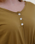 Long Sleeve Henley Top in Camel_Button Detail