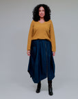 Zip Accent Edgy Bubble Skirt in Navy_Front