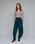 4 Pocket Tapered Hem Pants in Teal_Side