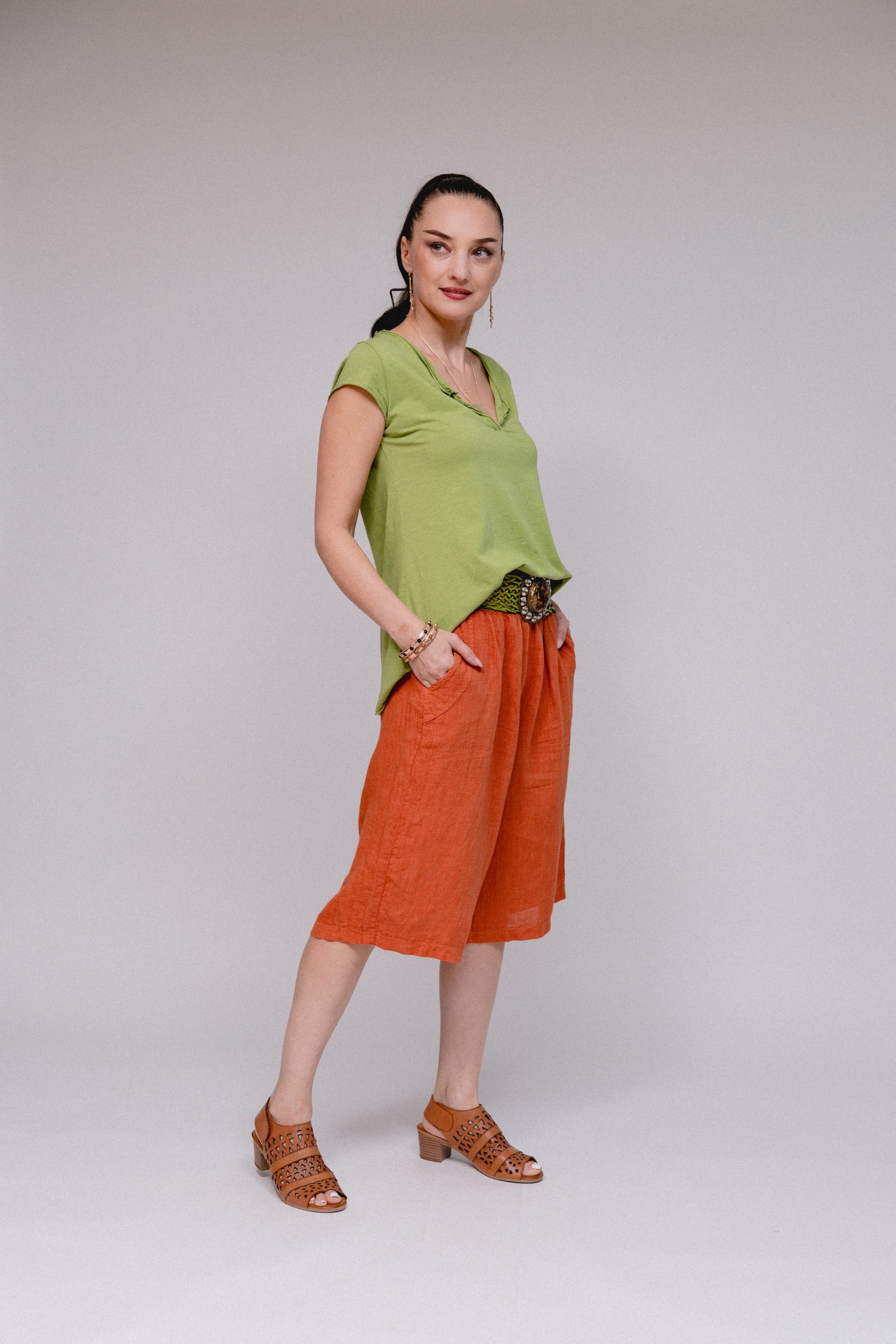 Cap Sleeve Henley Top
