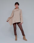 Overlapping Zip Front Top in Taupe_Front