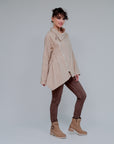 Overlapping Zip Front Top in Taupe_Side