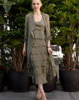 Ashton Frayed Maxi Dress in olive 