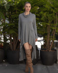 Hi-Lo Cowl Neck Dress