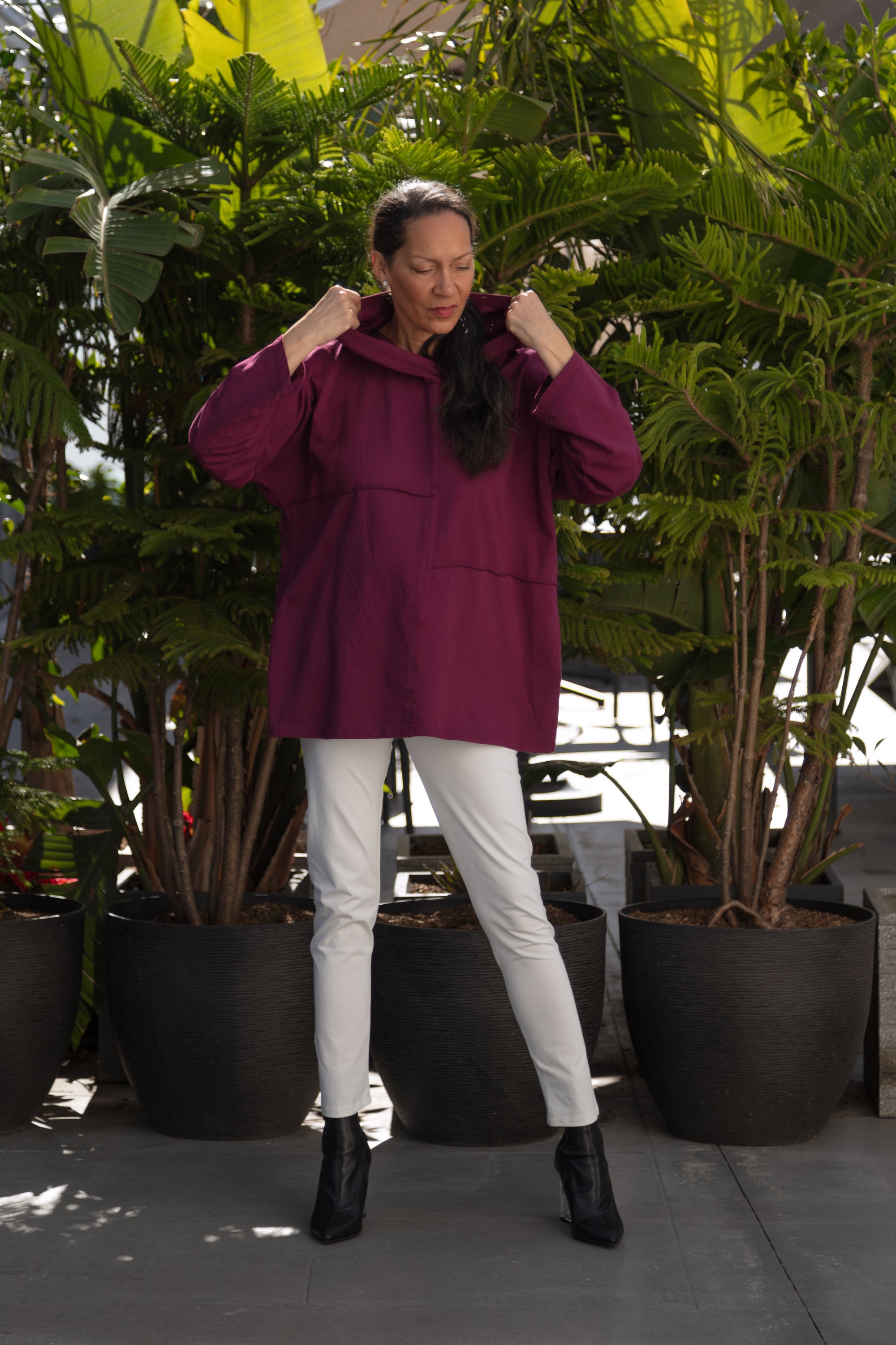 Pieces Hoody in plum 