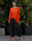 Split Seam Top in Orange 