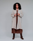 Lapel Collar Open Coat in Sand_Front