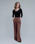 Slide Pockets, Raw Hem Pants in Coco_Front