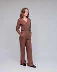 Slide Pockets, Raw Hem Pants in Coco_Side