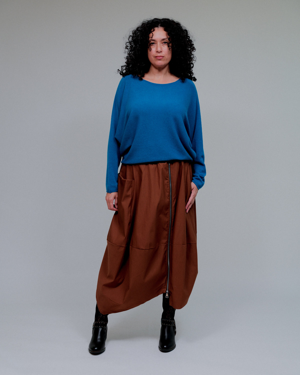 Dolman Sleeve Sweater in Teal_Front