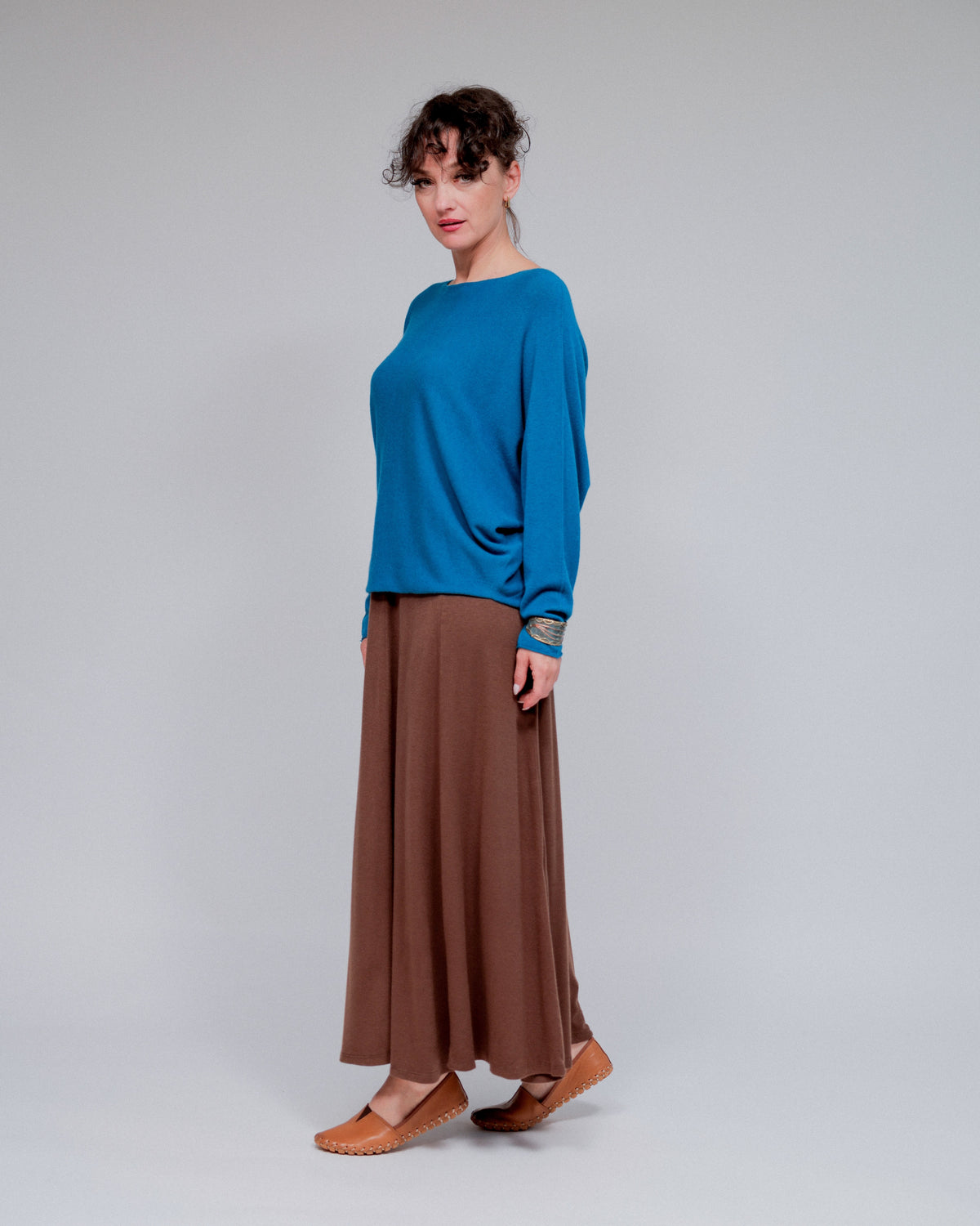 Dolman Sleeve Sweater in Teal_Side