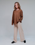 Mineral Wash Long Sleeve Tee in Coco_Front