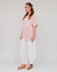 Frayed Neckline Assymetrical Top