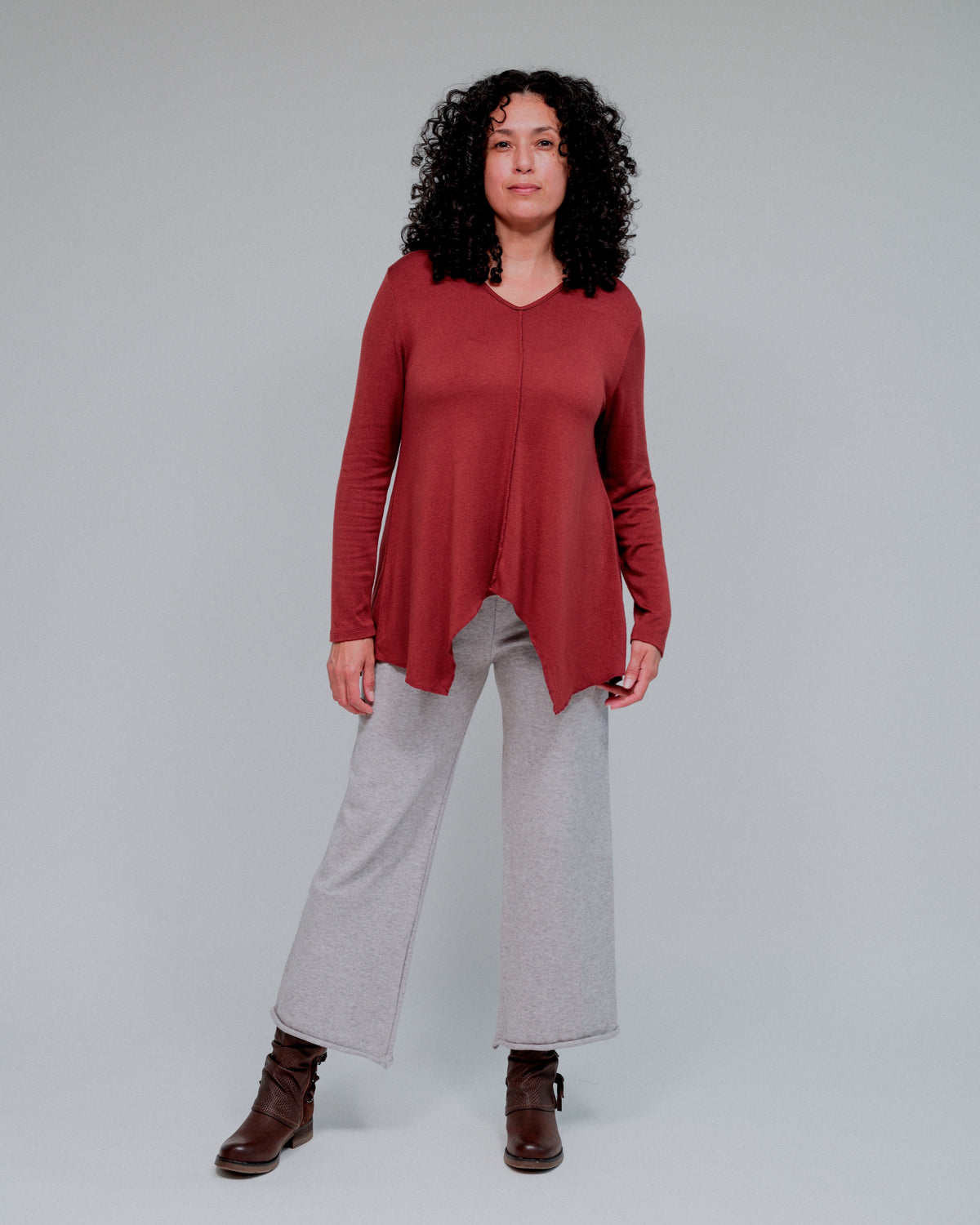 Center Seam Swing Sweater in Terra_Front