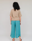 Button Hem Wide Leg