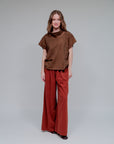 Slit Pockets Wide Leg Pants in Red_Front
