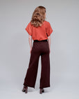 Slide Pockets, Raw Hem Pants in Coco_Back