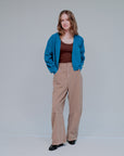 Cropped Open Jacket in Navy_Front
