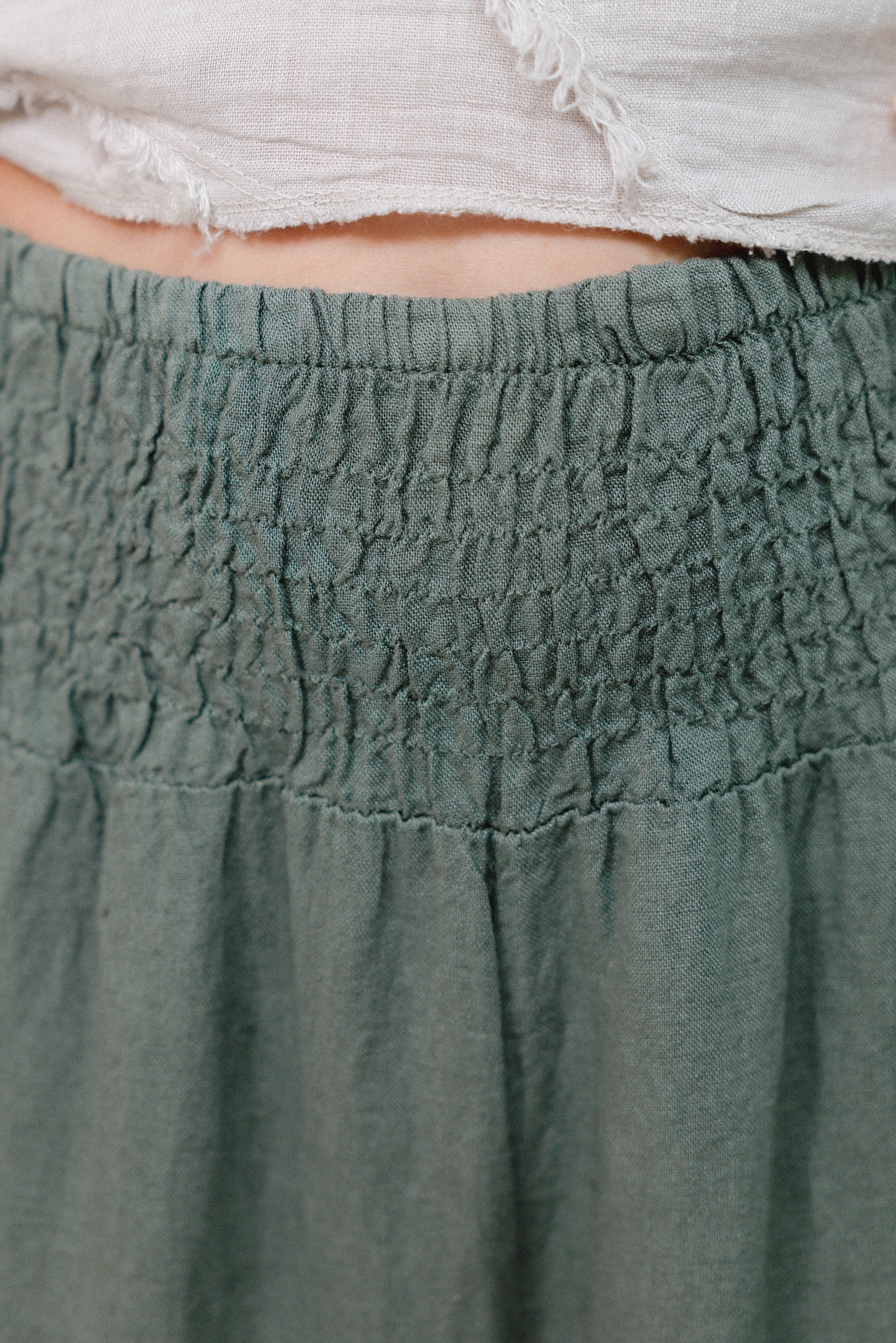 Smocked Waist Wide Leg Pant