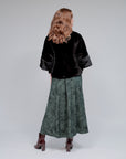 Rose Embroidered A-Line Skirt_Black