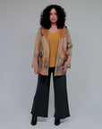 2 Pocket Midi Open Hoodie in Faces_Front