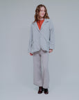Single Breasted Raw Trims Jacket in Heather Gray_Front
