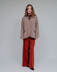 Slit Pockets Wide Leg Pants in Red_Front