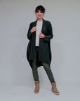 Panel Collar Round Duster in Olive_Front