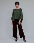 Boxy Short Sleeve Sweater in Olive_Front