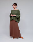 Boxy Short Sleeve Sweater in Olive_Front
